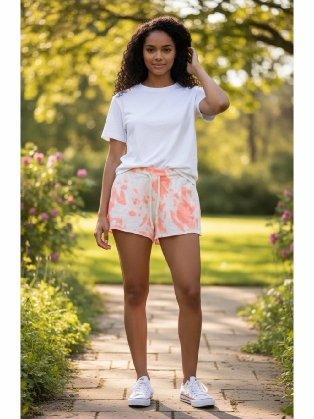 SUNDRY NWT Pop Peach Tie-Dye Drawstring Shorts 2 (M)